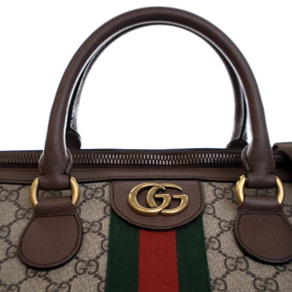 Pre-owned Gucci Medium GG Supreme Ophidia Carry-on Duffle Bag Brown