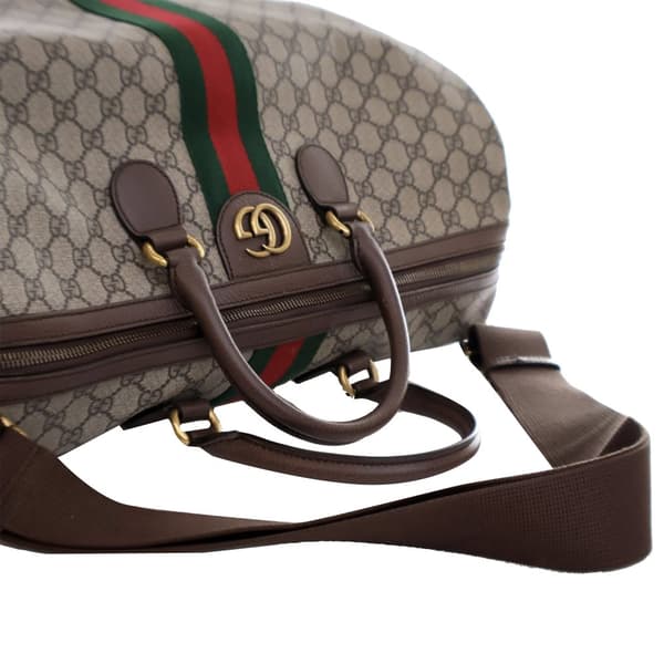 Pre-owned Gucci Medium GG Supreme Ophidia Carry-on Duffle Bag Brown