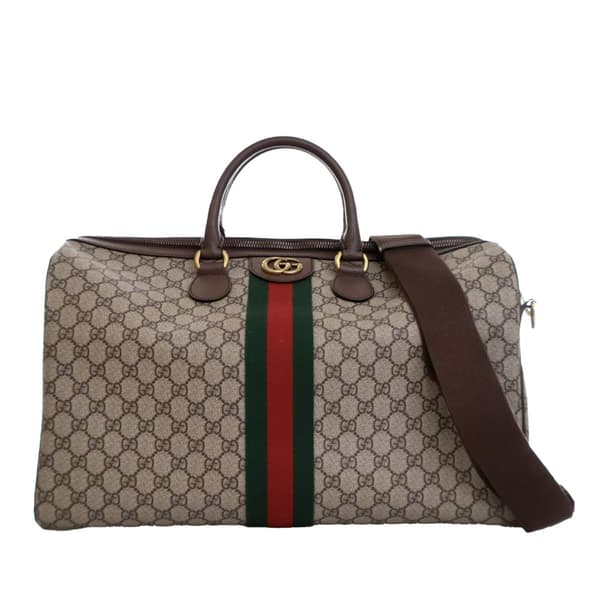 Pre-owned Gucci Medium GG Supreme Ophidia Carry-on Duffle Bag Brown