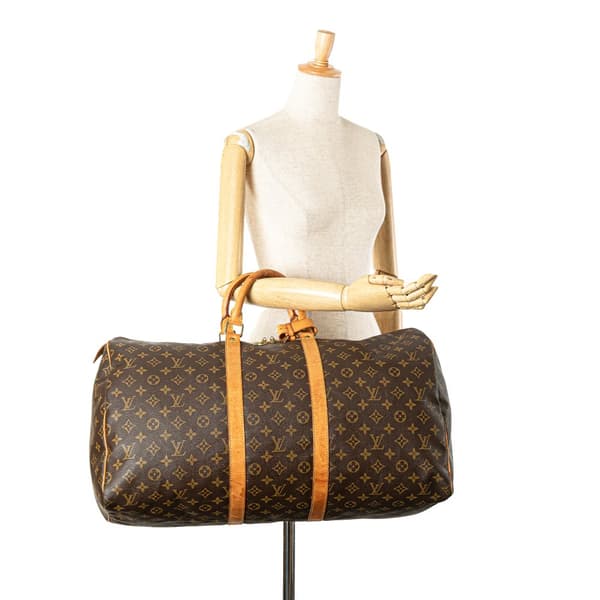 Pre-owned Louis Vuitton Monogram Keepall 55 Brown