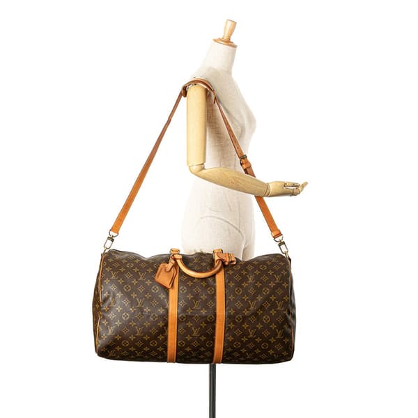 Pre-owned Louis Vuitton Monogram Keepall Bandouliere 55 Brown