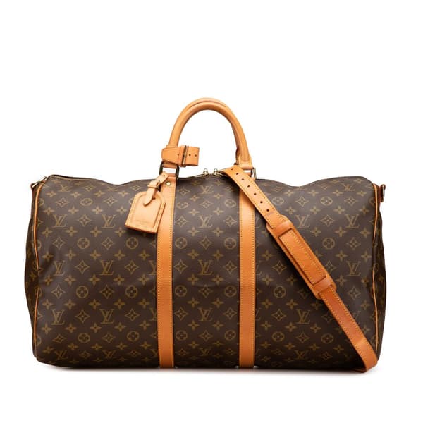 Pre-owned Louis Vuitton Monogram Keepall Bandouliere 55 Brown