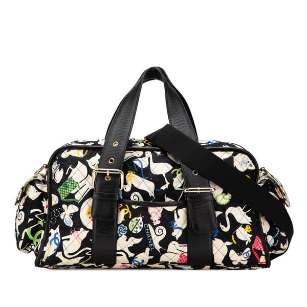 Pre-owned Chanel Canvas Baby Animals Diaper Bag Black