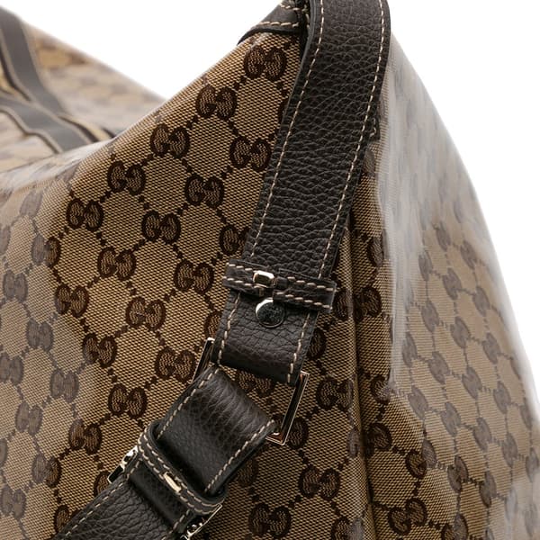 Pre-owned Gucci XL GG Crystal Travel Bag Brown