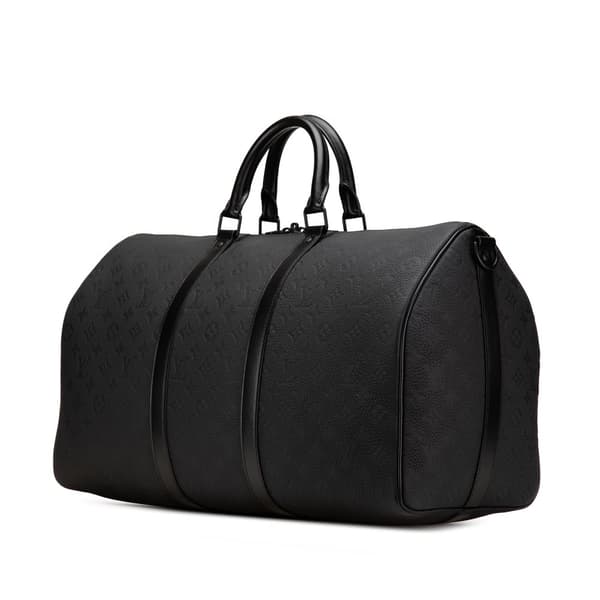 Pre-owned Louis Vuitton Monogram Taurillon Keepall Bandouliere 50 Black