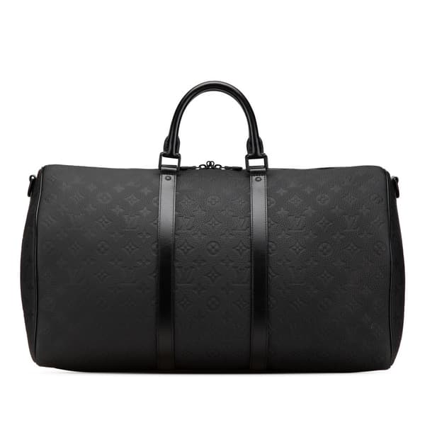 Pre-owned Louis Vuitton Monogram Taurillon Keepall Bandouliere 50 Black