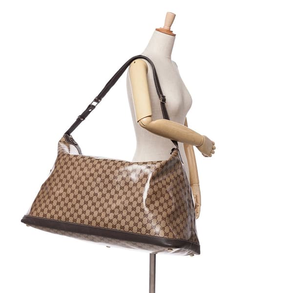 Pre-owned Gucci XL GG Crystal Travel Bag Brown