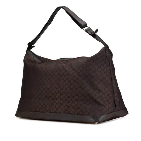 Pre-owned Gucci XL GG Nylon Travel Bag Brown
