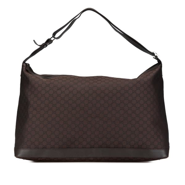Pre-owned Gucci XL GG Nylon Travel Bag Brown