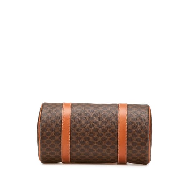 Pre-owned Celine Macadam Coated Canvas Boston Bag Brown