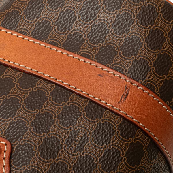Pre-owned Celine Macadam Coated Canvas Boston Bag Brown