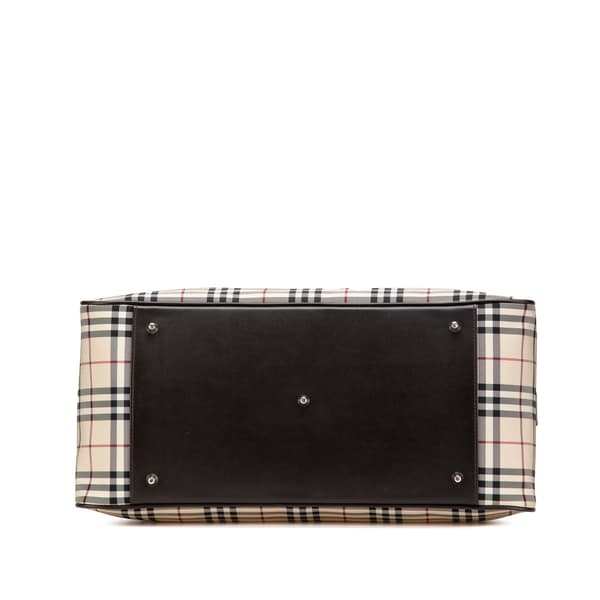 Pre-owned Burberry House Check Canvas Travel Bag Brown