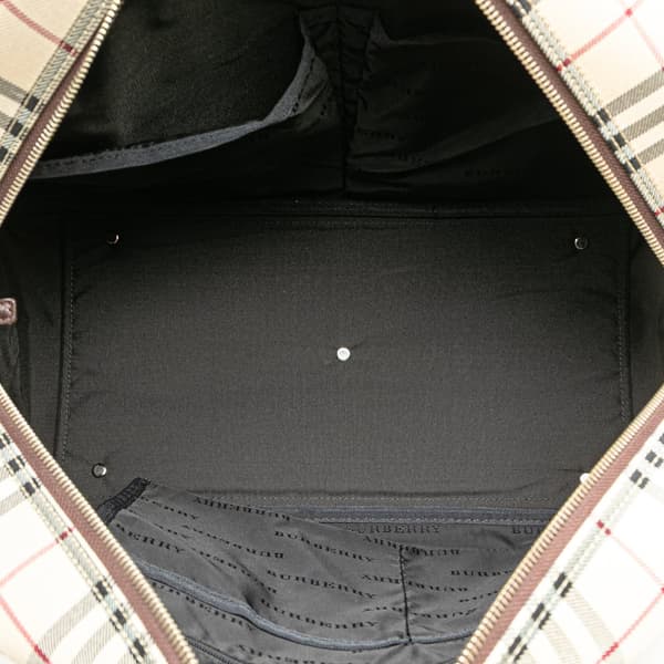 Pre-owned Burberry House Check Canvas Travel Bag Brown