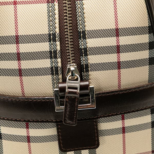 Pre-owned Burberry House Check Canvas Travel Bag Brown