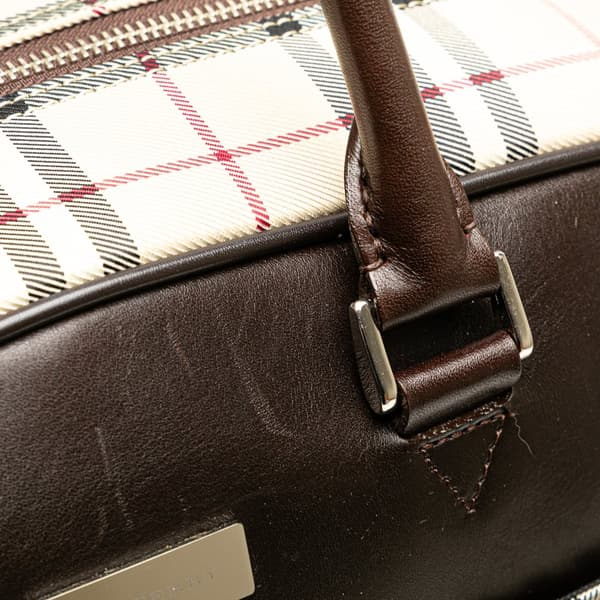 Pre-owned Burberry House Check Canvas Travel Bag Brown