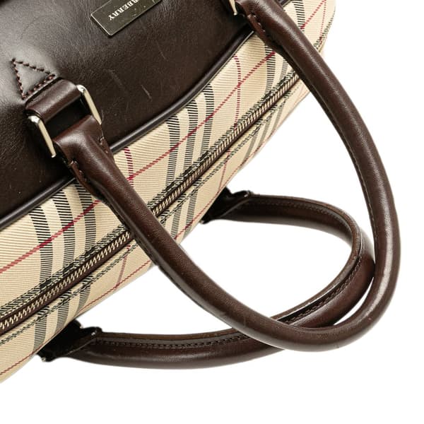 Pre-owned Burberry House Check Canvas Travel Bag Brown