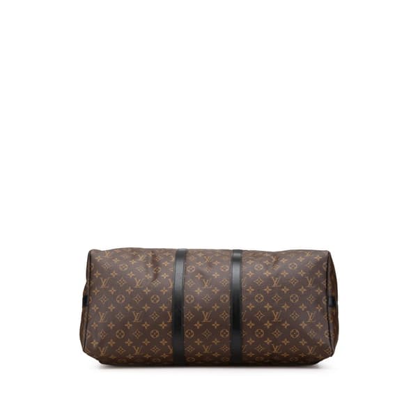 Pre-owned Louis Vuitton Monogram Macassar Keepall Bandouliere 55 Brown