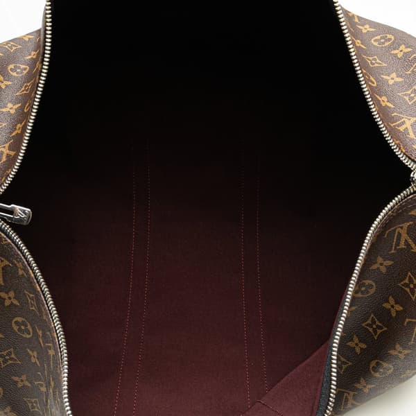 Pre-owned Louis Vuitton Monogram Macassar Keepall Bandouliere 55 Brown