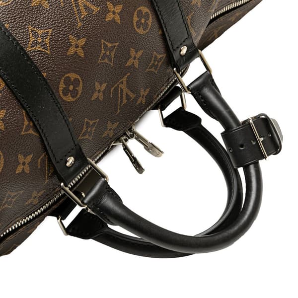 Pre-owned Louis Vuitton Monogram Macassar Keepall Bandouliere 55 Brown