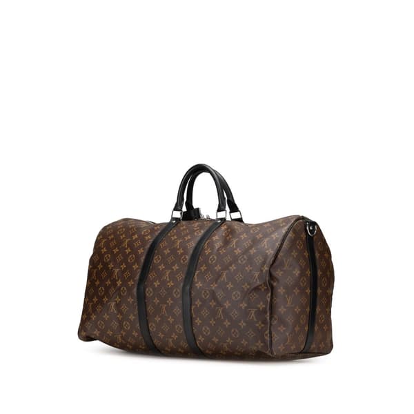 Pre-owned Louis Vuitton Monogram Macassar Keepall Bandouliere 55 Brown