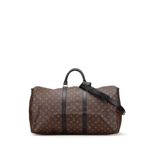 Pre-owned Louis Vuitton Monogram Macassar Keepall Bandouliere 55 Brown