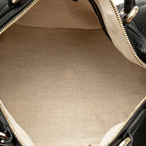 Pre-owned Gucci Medium Pebbled Calfskin Soho Boston Bag Black