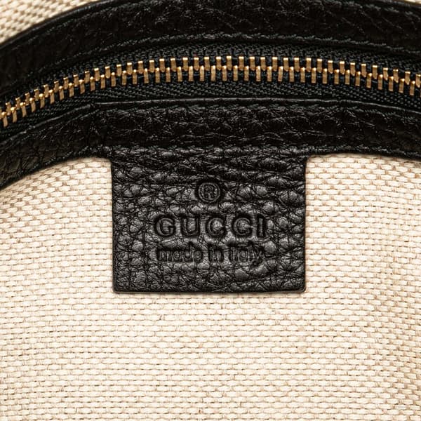 Pre-owned Gucci Medium Pebbled Calfskin Soho Boston Bag Black