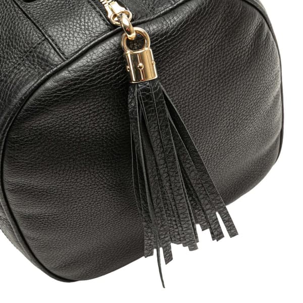 Pre-owned Gucci Medium Pebbled Calfskin Soho Boston Bag Black