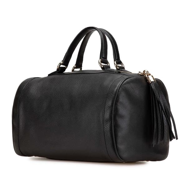 Pre-owned Gucci Medium Pebbled Calfskin Soho Boston Bag Black
