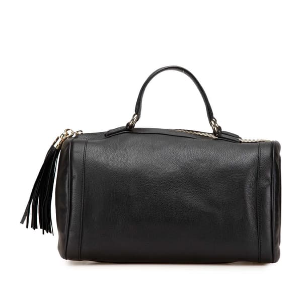 Pre-owned Gucci Medium Pebbled Calfskin Soho Boston Bag Black