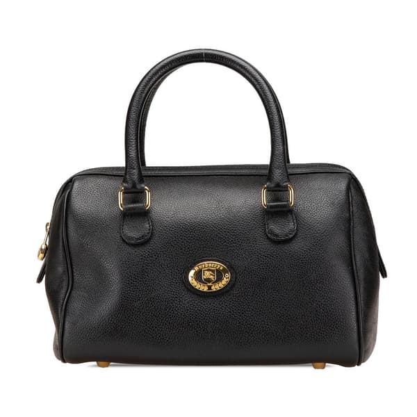 Pre-owned Burberry Leather Boston Bag Black
