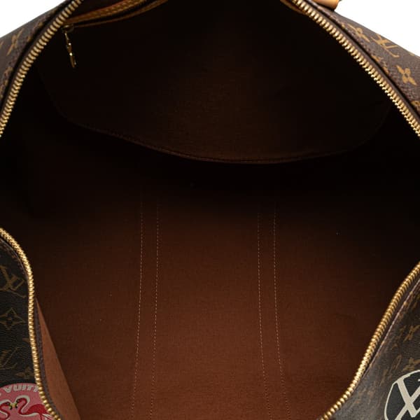 Pre-owned Louis Vuitton Monogram World Tour Keepall Bandouliere 50 Brown