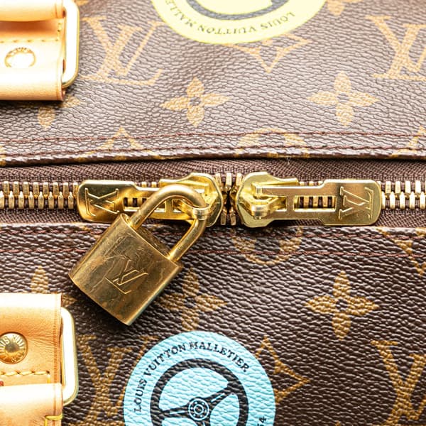 Pre-owned Louis Vuitton Monogram World Tour Keepall Bandouliere 50 Brown
