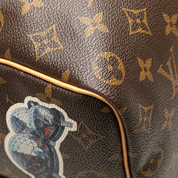 Pre-owned Louis Vuitton Monogram World Tour Keepall Bandouliere 50 Brown