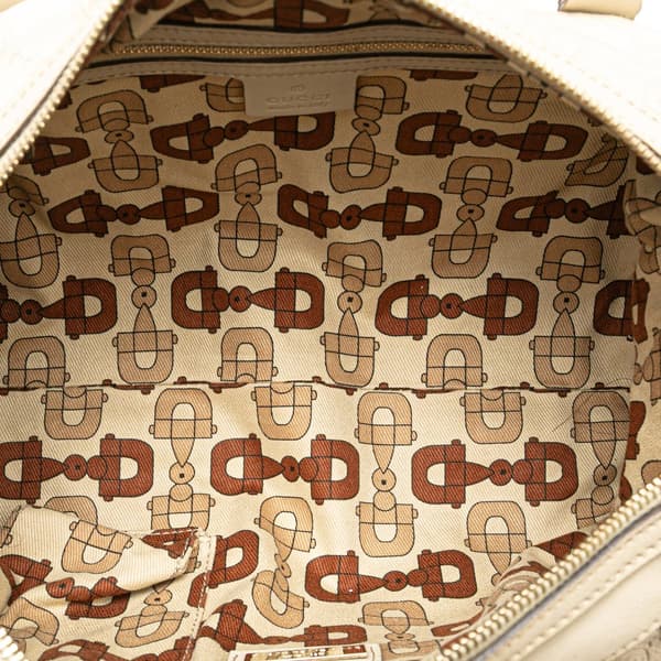 Pre-owned Gucci Guccissima Britt Boston Bag White