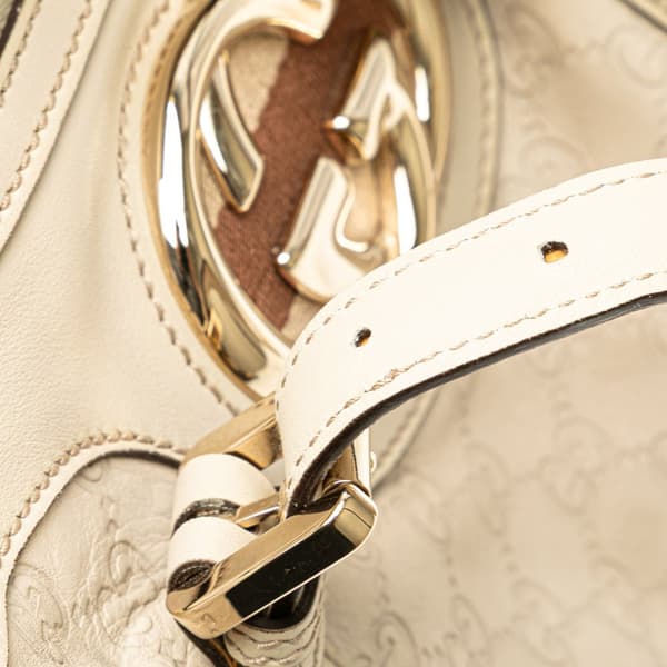 Pre-owned Gucci Guccissima Britt Boston Bag White