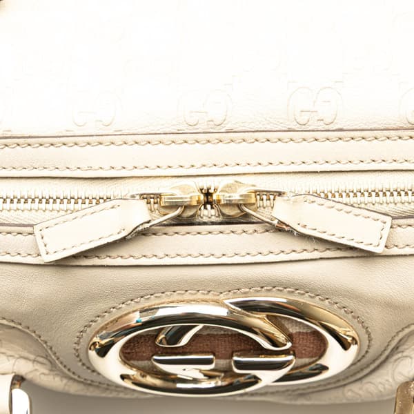 Pre-owned Gucci Guccissima Britt Boston Bag White