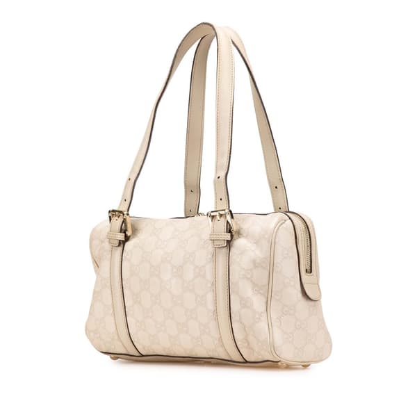 Pre-owned Gucci Guccissima Britt Boston Bag White