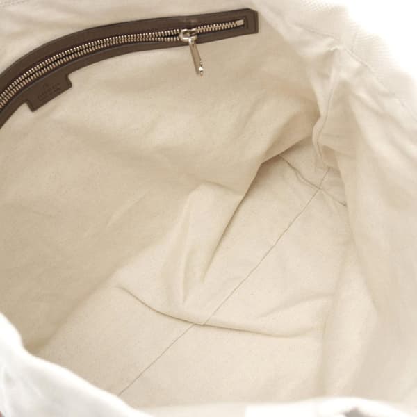 Pre-owned Gucci Canvas Web Embossed Logo Tote White