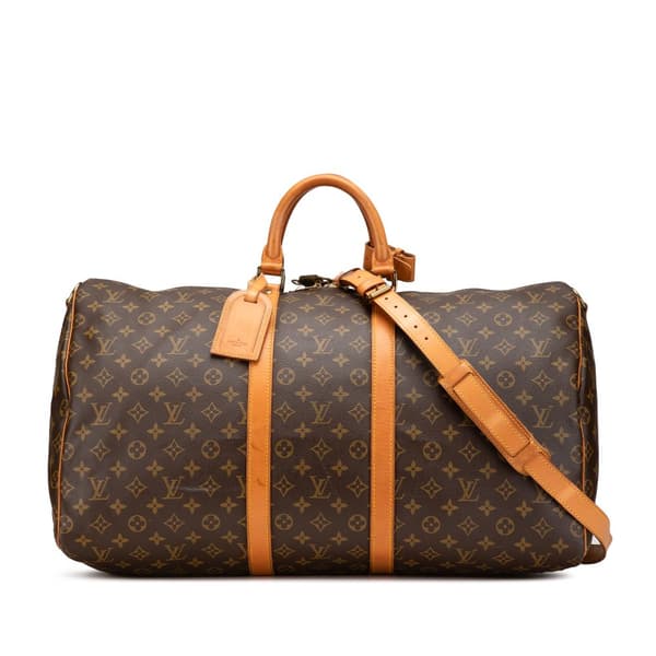 Pre-owned Louis Vuitton Monogram Keepall Bandouliere 55 Brown