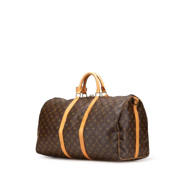 Pre-owned Louis Vuitton Monogram Keepall Bandouliere 55 Brown