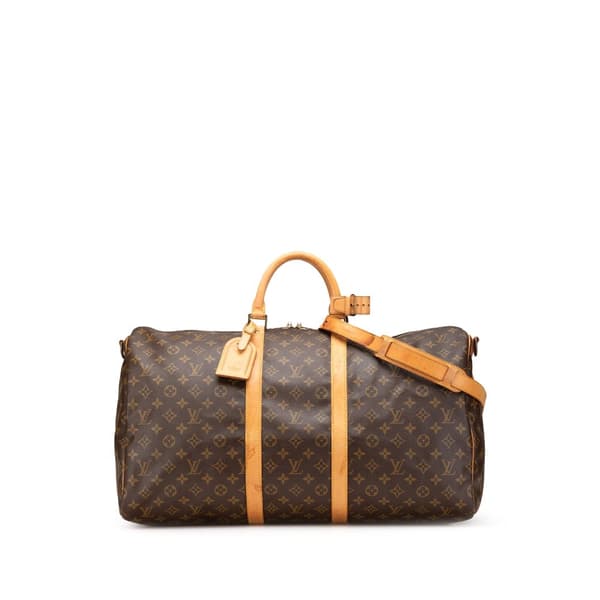 Pre-owned Louis Vuitton Monogram Keepall Bandouliere 55 Brown