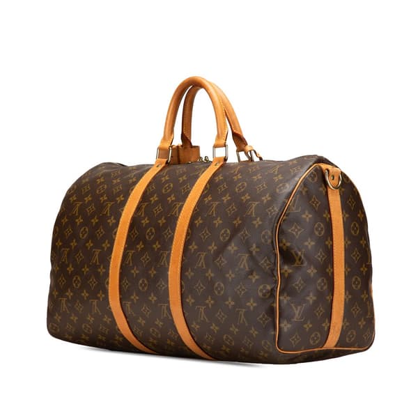 Pre-owned Louis Vuitton Monogram Keepall Bandouliere 50 Brown
