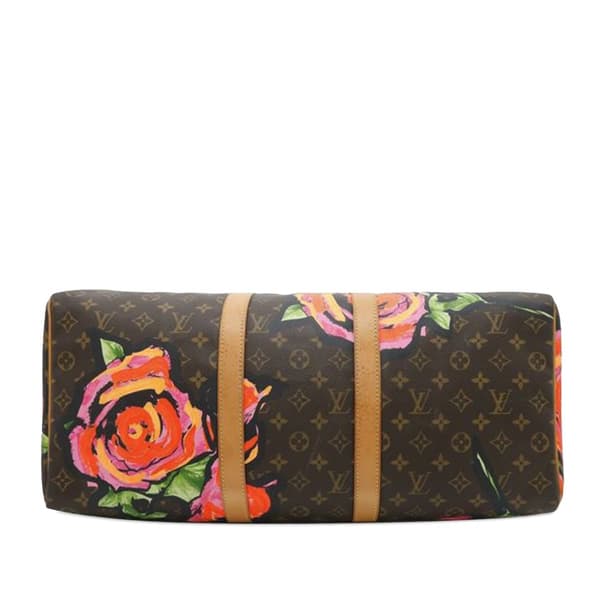Pre-owned Louis Vuitton Monogram Roses Keepall 50 Brown