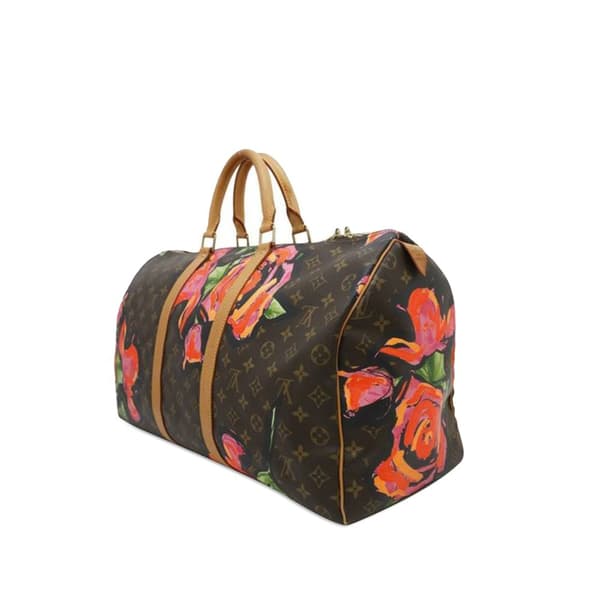 Pre-owned Louis Vuitton Monogram Roses Keepall 50 Brown