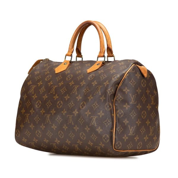 Pre-owned Louis Vuitton Monogram Speedy 35 Brown