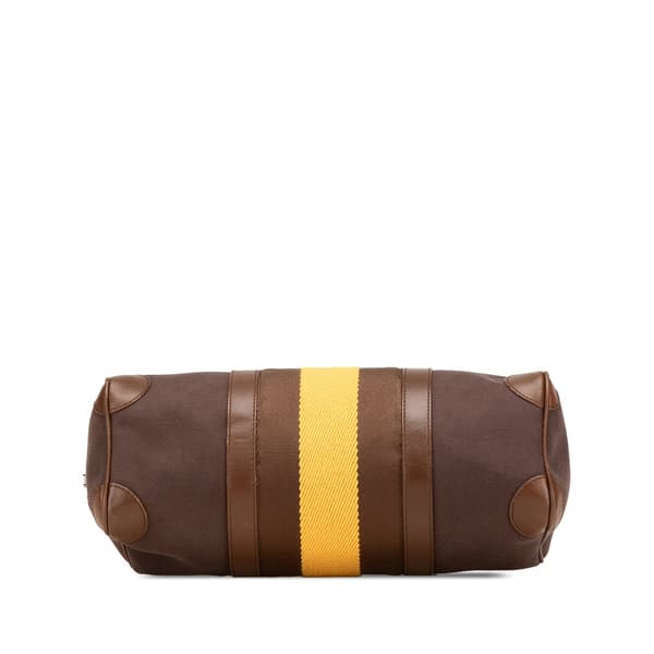 Pre-owned Gucci Canvas Web Boston Brown