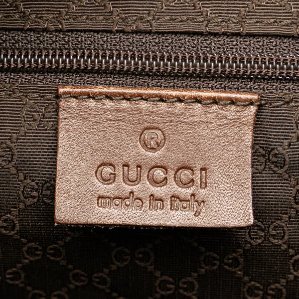 Pre-owned Gucci Canvas Web Boston Brown