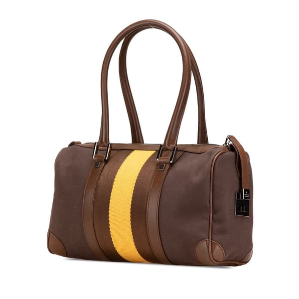 Pre-owned Gucci Canvas Web Boston Brown