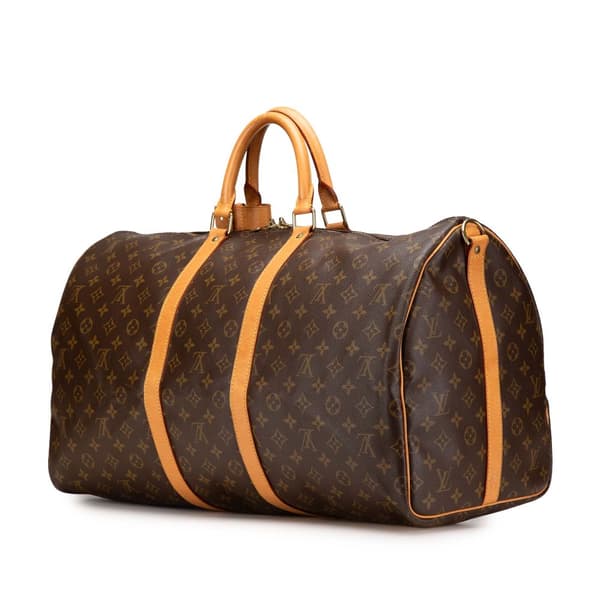Pre-owned Louis Vuitton Monogram Keepall Bandouliere 55 Brown